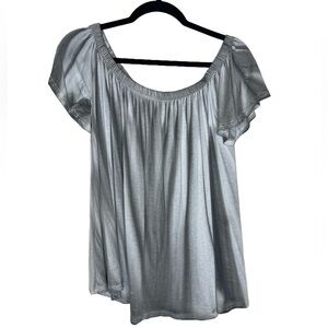 FREE PEOPLE movement gray tie dye off the shoulder swing blouse